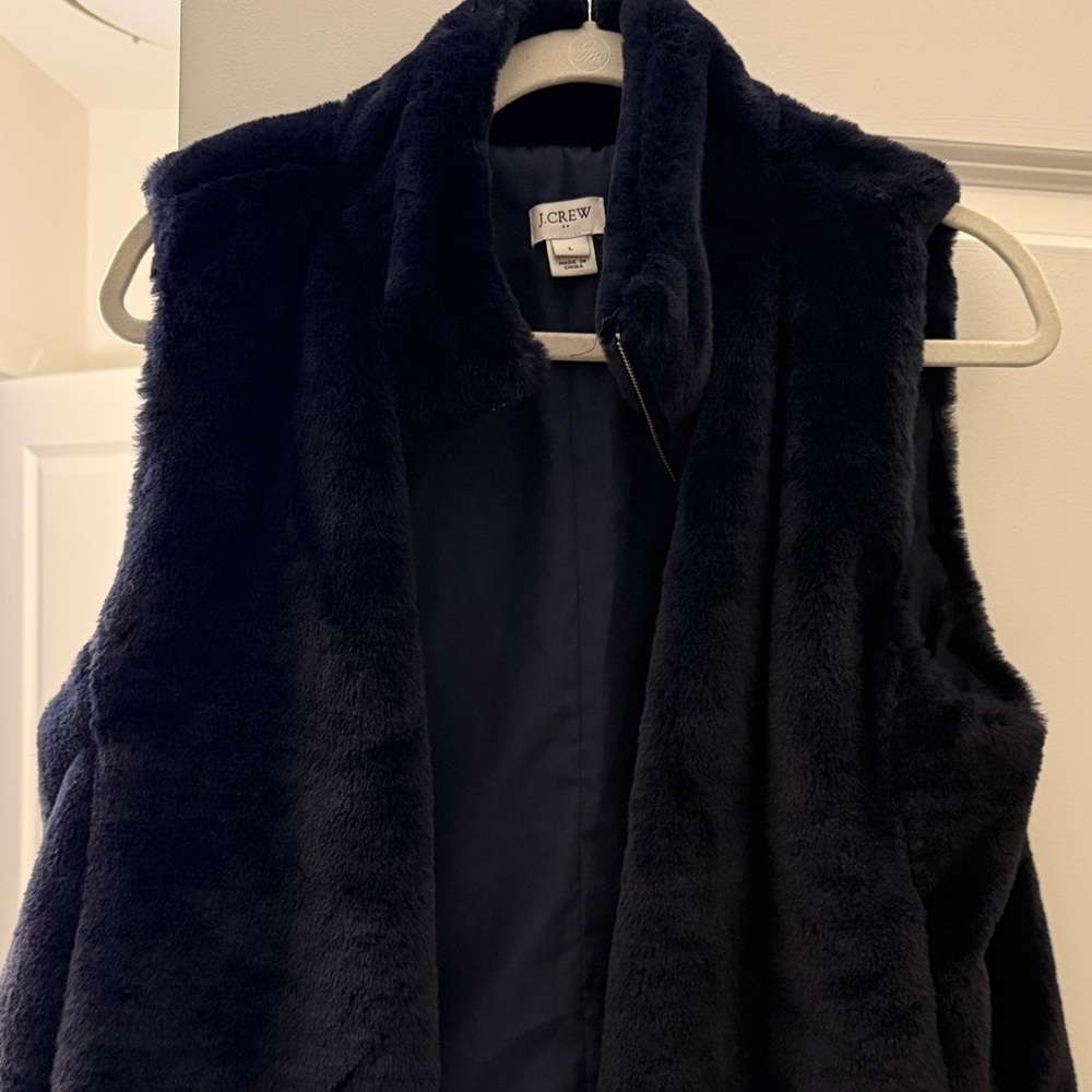 J. Crew Women's Navy Blue Faux Fur Vest